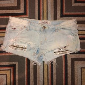 Light Washed Festival Bedazzled Jean Shorts